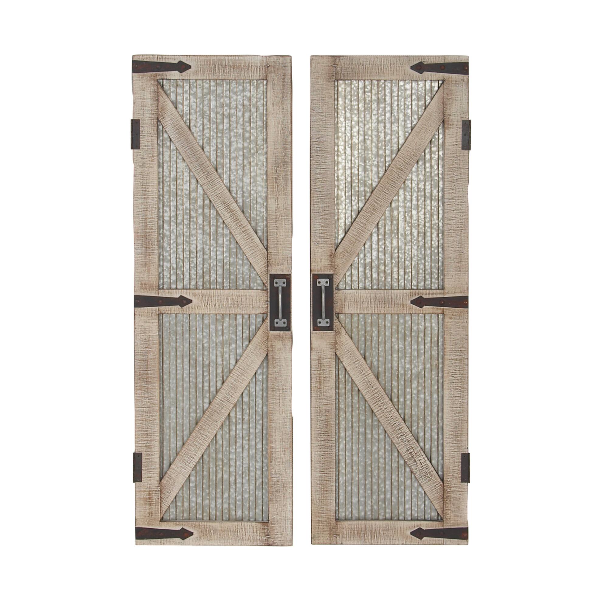 47" Silver Metal Farmhouse Doors Wall Décor